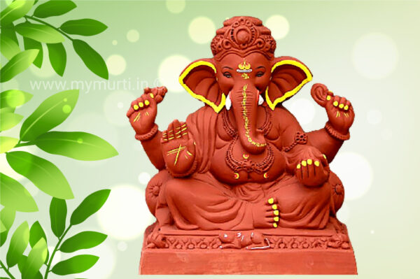 Konkan’s Plant Red Soil Double Load Ganesh Idol – 18 Inches