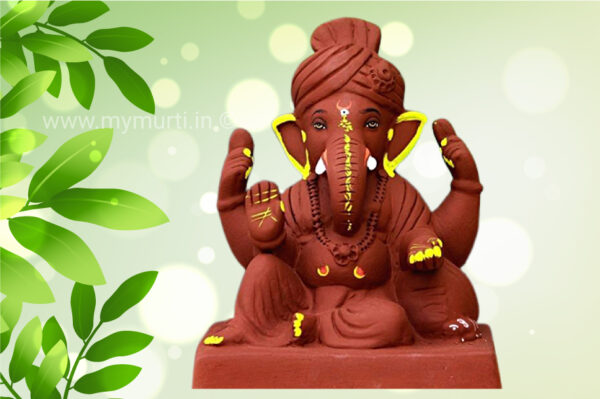 My Eco Green Peshwa - Pheta Style Ganpati Murti - 9 Inches