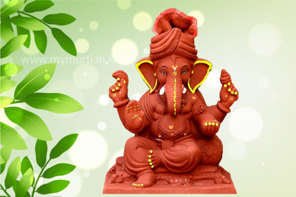 Konkan's Plant Red Soil One Load Pheta Ganesh Idol 18 Inches