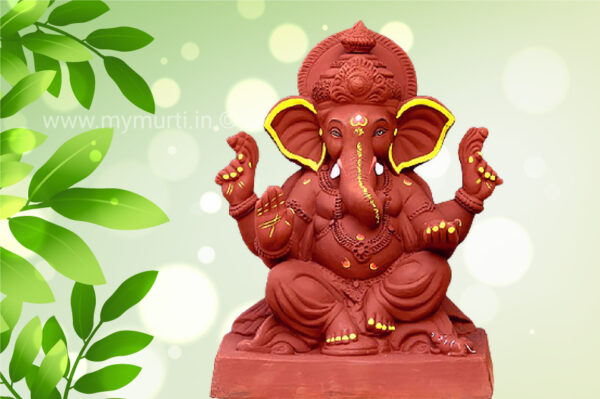 Konkan’s Plant Red Soil Relax Baithak Ganesh Idol – 18 Inches