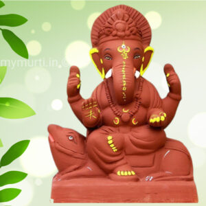 My Eco Green Bappa On Mushak Ganesha Idol 9 Inches