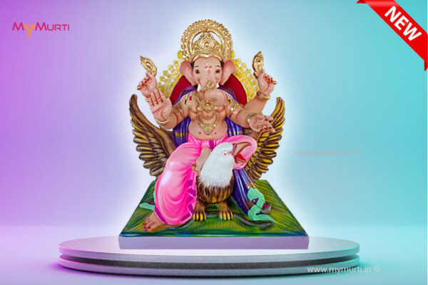 Deisgner Garuda Sinhasan Ganpati Murti - 30 Inches