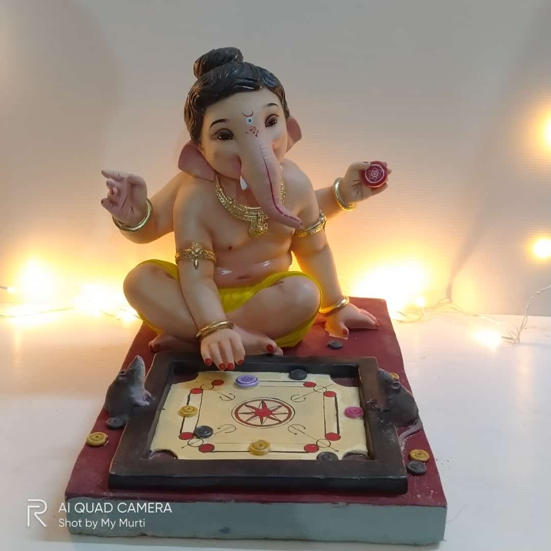 Deisgner Bal Ganesh Playing Carrom Murti - 18 Inches - MyMurti