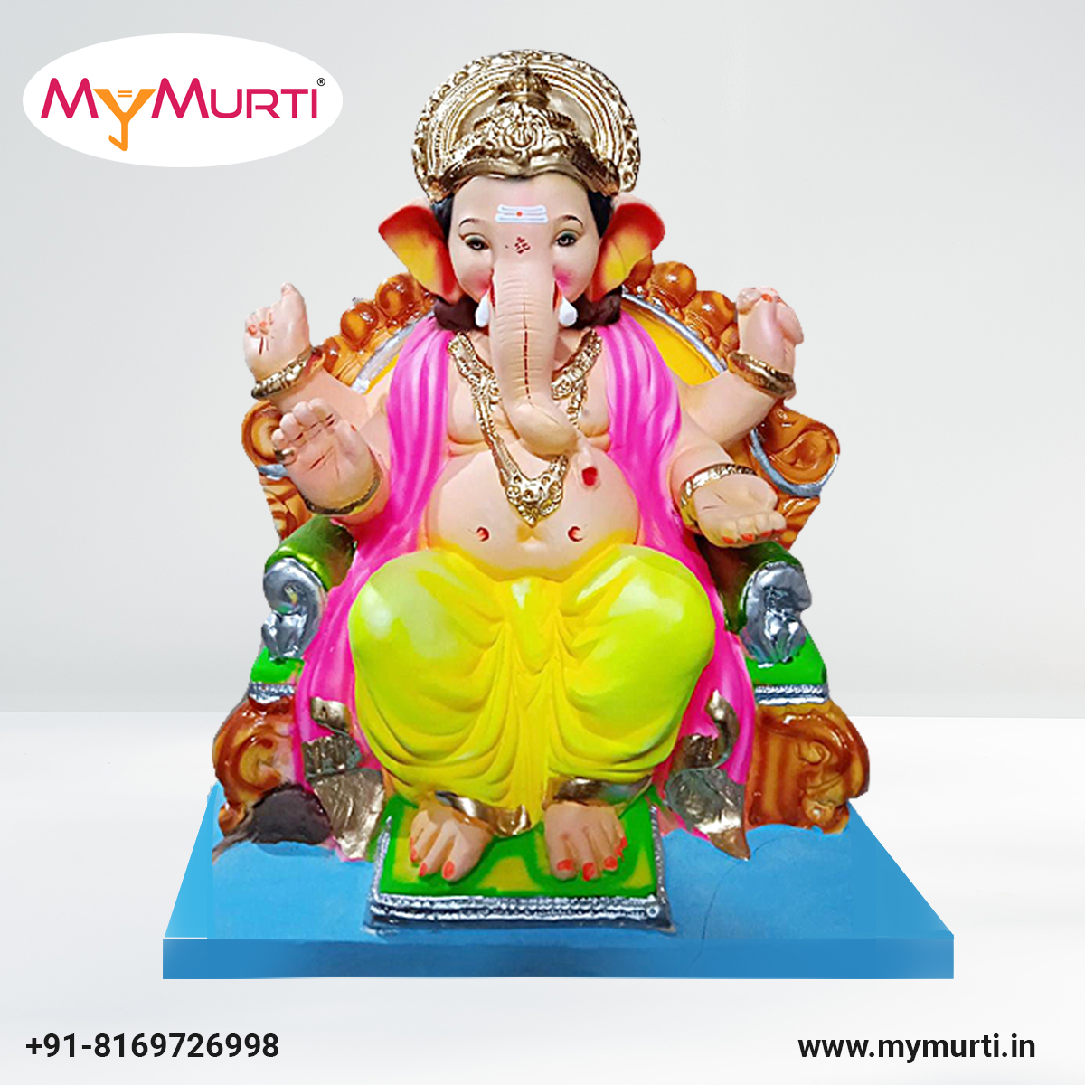 My Eco Royal Sinhasan Elegant Ganesh Murti - 18 Inches - MyMurti