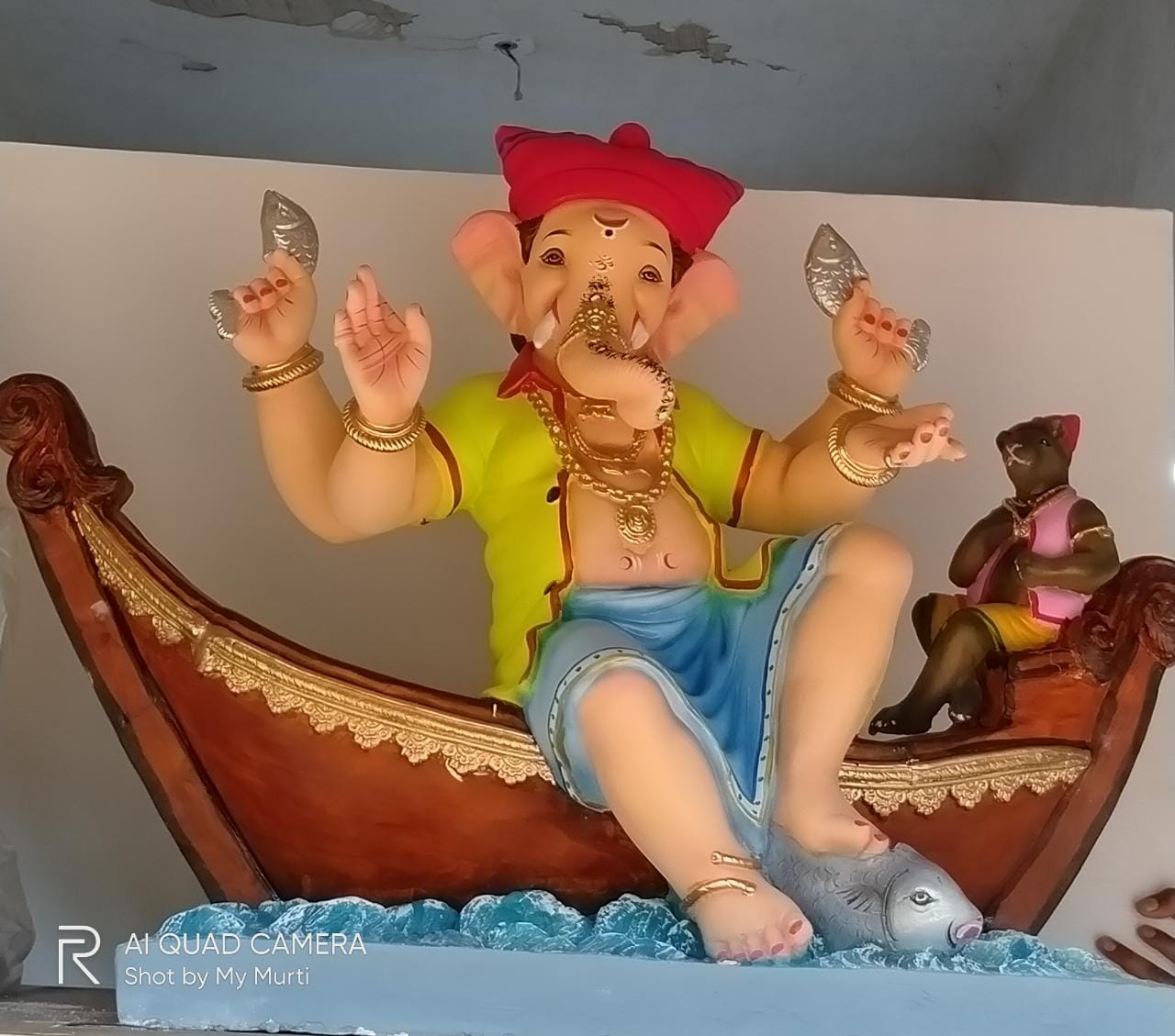 Traditional Outfit Boat Style Ganpati Bappa - 24 Inches - MyMurti